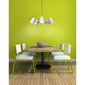 Plafonnier articulé 5L LOOKER design Blanc et Bois mantra