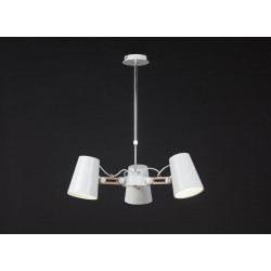 Plafonnier articulé 3L LOOKER design Blanc et Bois mantra