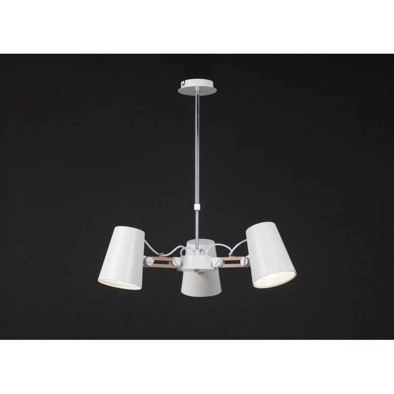 Plafonnier articulé 3L LOOKER design Blanc et Bois mantra Plafonnier articulé 3L LOOKER design Blanc et Bois mantra