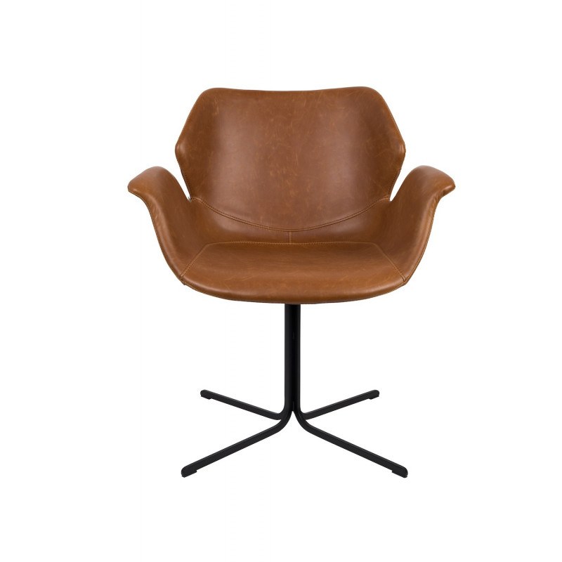 Fauteuil design cuir PU marron Nikki