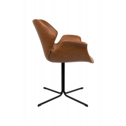 Fauteuil design cuir PU marron Nikki