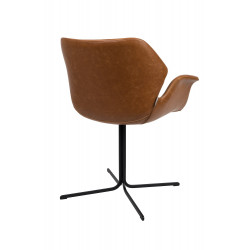 Fauteuil design cuir PU marron Nikki