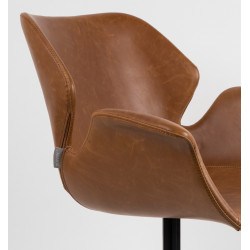 Fauteuil design cuir PU marron Nikki