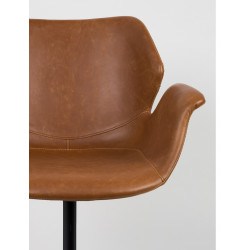 Fauteuil design cuir PU marron Nikki