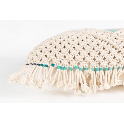 Coussin EVI design brodé bleu et ivoire - Zuiver
