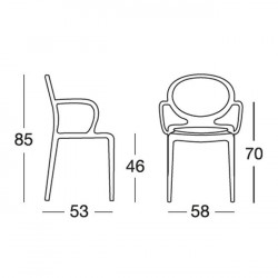 4 Chaises GIO avec accoudoirs par Scab design