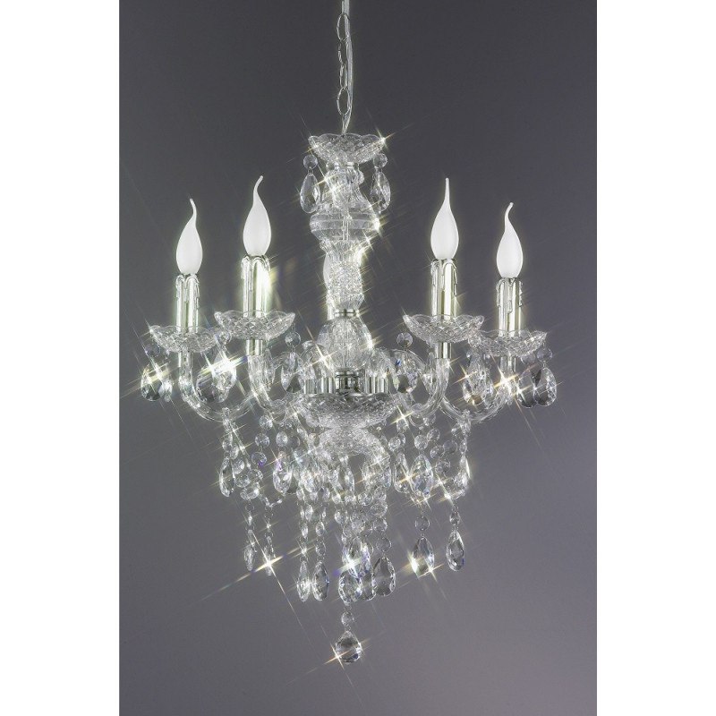 Lustre baroque couleur ou transparent 5 Lampes trio