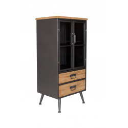Vitrine industrielle bois et métal Diaman Low - Boite à design