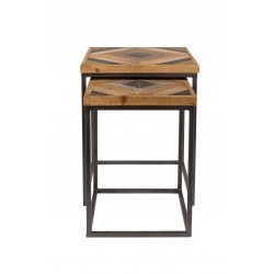 Tables basses gigognes industrielles bois et métal Joy - Set de 2 - Boite à design