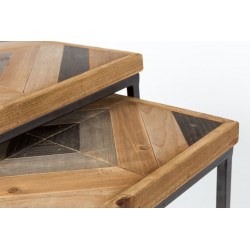 Tables basses gigognes industrielles bois et métal Joy - Set de 2 - Boite à design