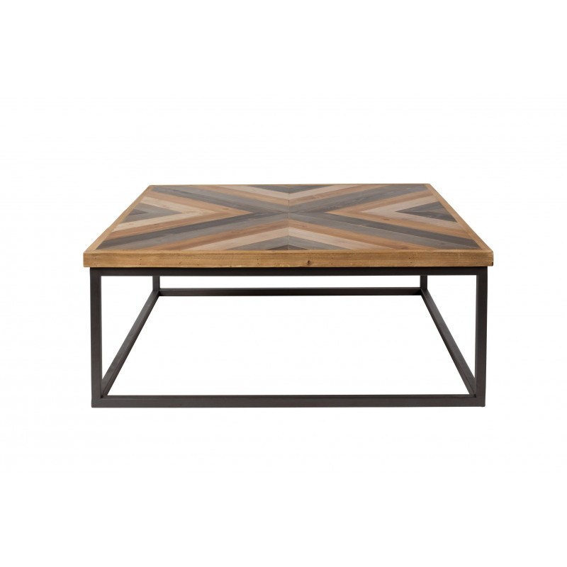 Table basse carrée bois et metal style industriel Joy - Boite à design