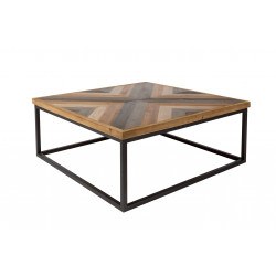 Table basse carrée bois et metal style industriel Joy - Boite à design