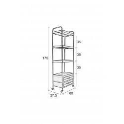 Étagère en métal vieilli sur roulettes RYAN - Boite à design