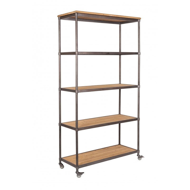 Étagère en bois et métal sur roulette SIMON - Boite à design Étagère en bois et métal sur roulette SIMON - Boite à design