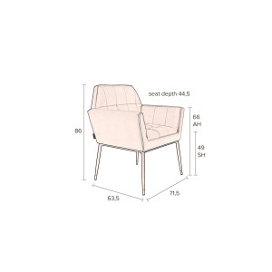 Fauteuil tissu velours Kate - Dutchbone
