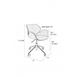 Fauteuil de bureau réglable à roulettes Nikki - Zuiver