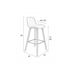 Lot de 2 tabourets scandinaves Albert Kuip 75 cm - Zuiver