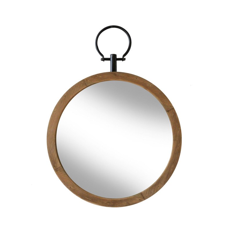 Miroir rond déco en bois naturel Flint 50 cm