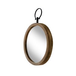 Miroir rond déco en bois naturel Flint 50 cm