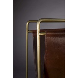 Porte-revues vintage métal cuir SCHOLAR - Dutchbone