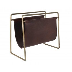 Porte-revues vintage métal cuir SCHOLAR - Dutchbone