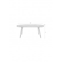 Table vintage ovale 90 x 180 - DENISE