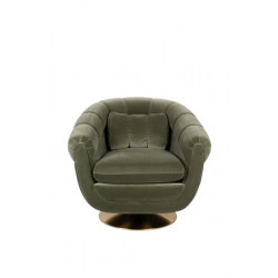 Fauteuil vert pivotant Member style britanique - Dutchbone