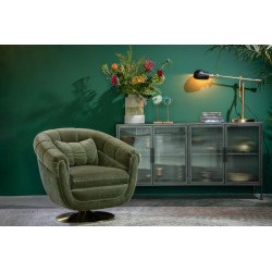 Fauteuil vert pivotant Member style britanique - Dutchbone