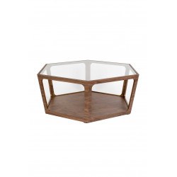 Table basse hexagonale en bois et verre Dutchone - SITA