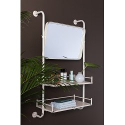 Miroir mural blanc de barbier en métal - Dutchbone