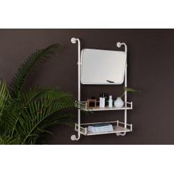 Miroir mural blanc de barbier en métal - Dutchbone