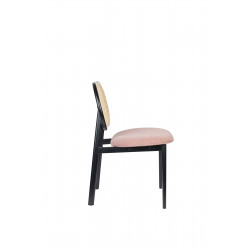 Chaise SPIKE en canne de rotin et assise en tissu rose - Zuiver