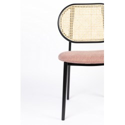 Chaise SPIKE en canne de rotin et assise en tissu rose - Zuiver