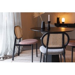 Chaise SPIKE en canne de rotin et assise en tissu rose - Zuiver