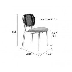 Chaise SPIKE en canne de rotin et assise en tissu - Zuiver