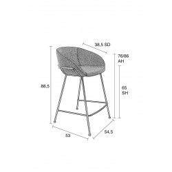 Tabouret de bar confort 65cm Feston - Zuiver