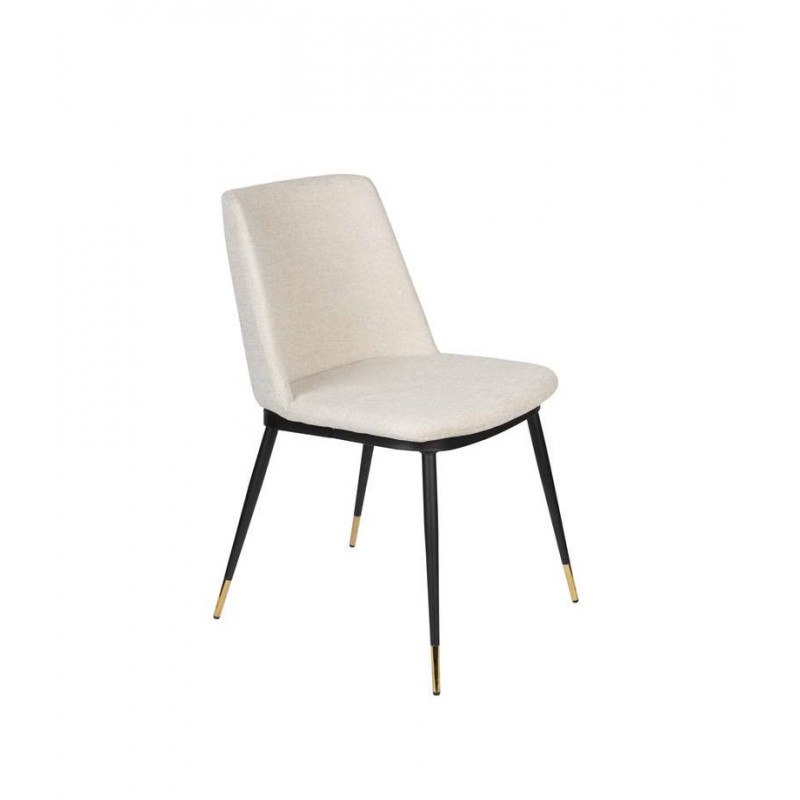 Chaise design en tissu beige LIONEL - Boite à design