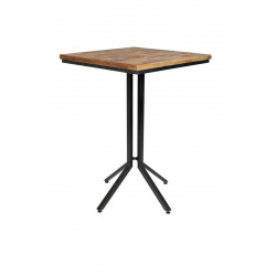 Table de bar bistrot carrée H110 cm en bois et métal - Maze - Boite à design