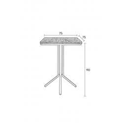 Table de bar bistrot carrée H110 cm en bois et métal - Maze - Boite à design