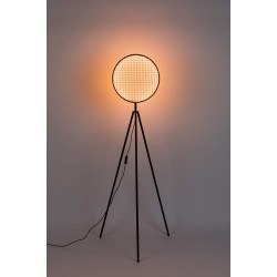 Lampadaire trépied Sien en rotin et bois - Zuiver