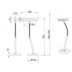 Dimension lampe de bureau Curtis