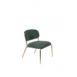 Fauteuil Lounge JOLIEN en tissu et pieds couleur or vert foncé