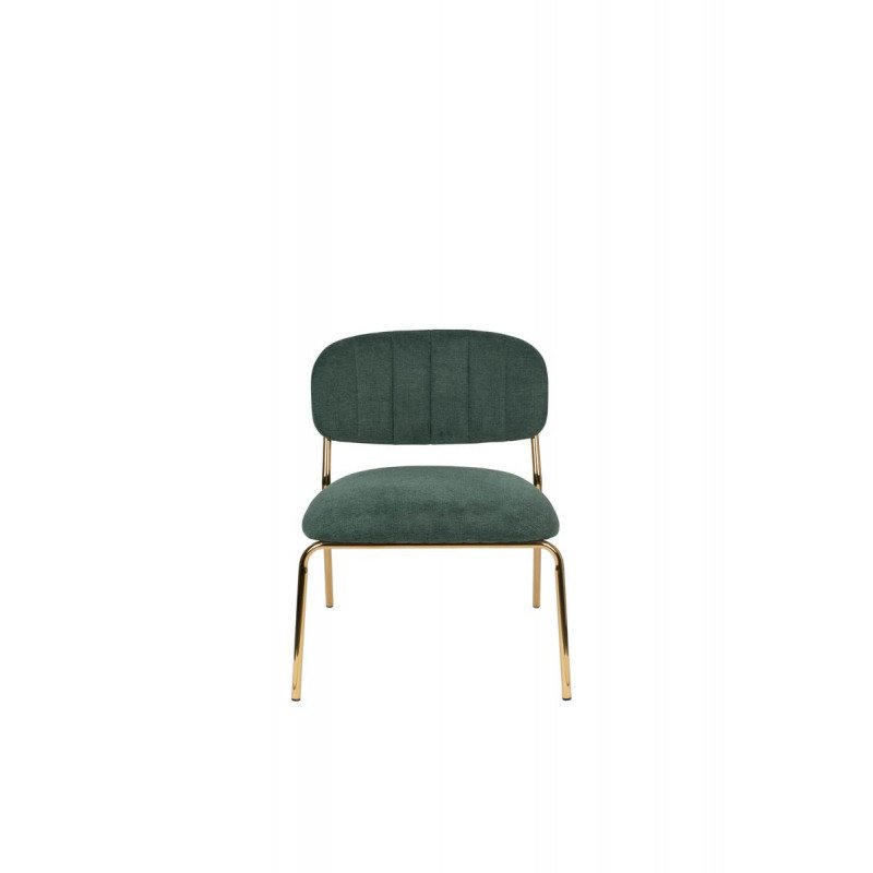 Fauteuil Lounge JOLIEN en tissu et pieds couleur or vert foncé Fauteuil Lounge JOLIEN en tissu et pieds couleur or vert foncé