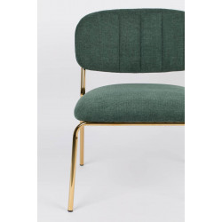 Fauteuil Lounge JOLIEN en tissu et pieds couleur or vert foncé