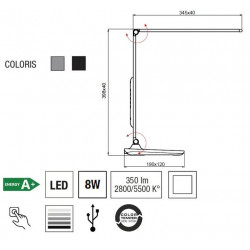 Lampe de bureau LED Sandra USB - Aluminor