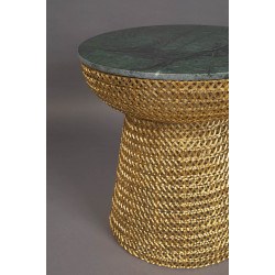 Table d'appoint Gauri couleur or et plateau marbre - Dutchbone