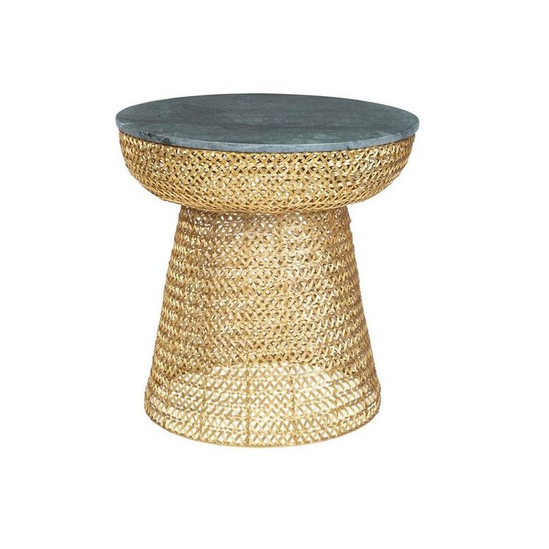 Table d'appoint Gauri couleur or et plateau marbre - Dutchbone Table d'appoint Gauri couleur or et plateau marbre - Dutchbone