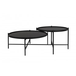 Table basse Li double plateaux miroir trempé noir - Boite à design