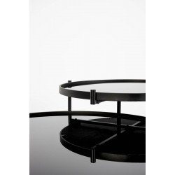 Table basse Li double plateaux miroir trempé noir - Boite à design