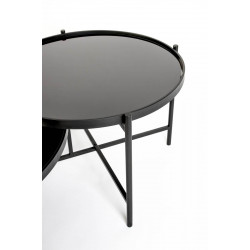 Table basse Li double plateaux miroir trempé noir - Boite à design